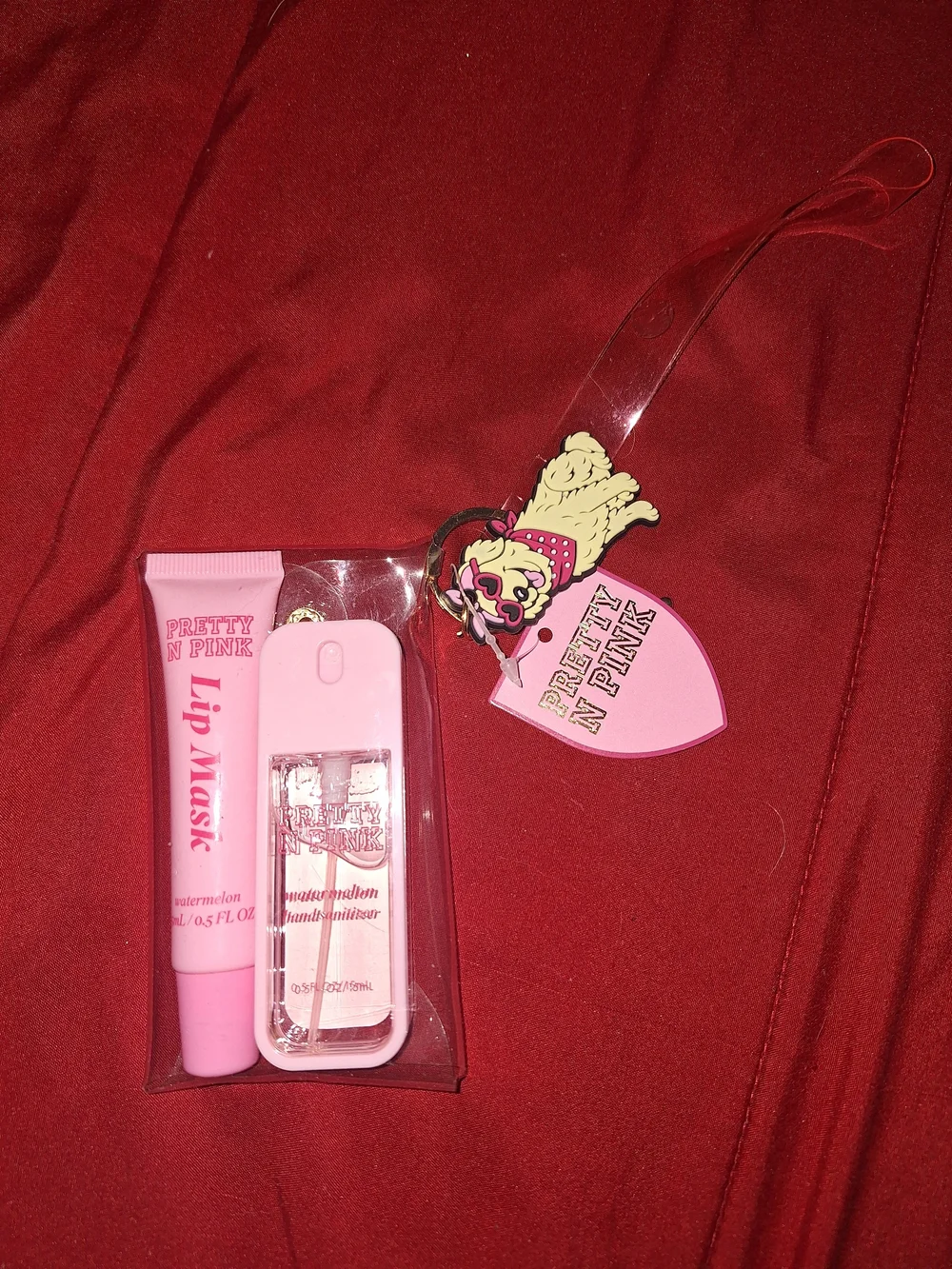 Pretty N Pink Lip Care And Hand Sanitizer On Bag Charm